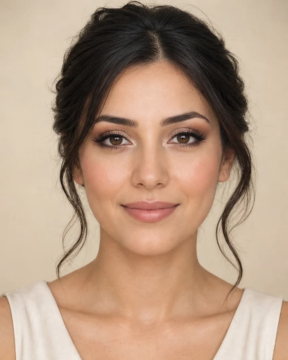 Soft glam gelin makyajı sonrası görünüm